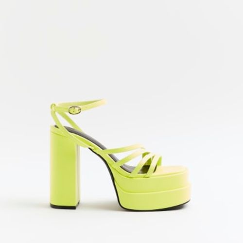 River Island Womens Yellow Strappy Platform Heeled Sandals