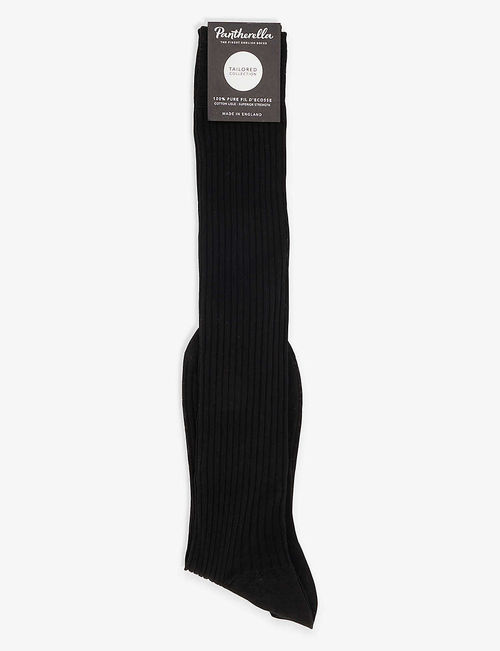 Cotton ribbed knee-high socks