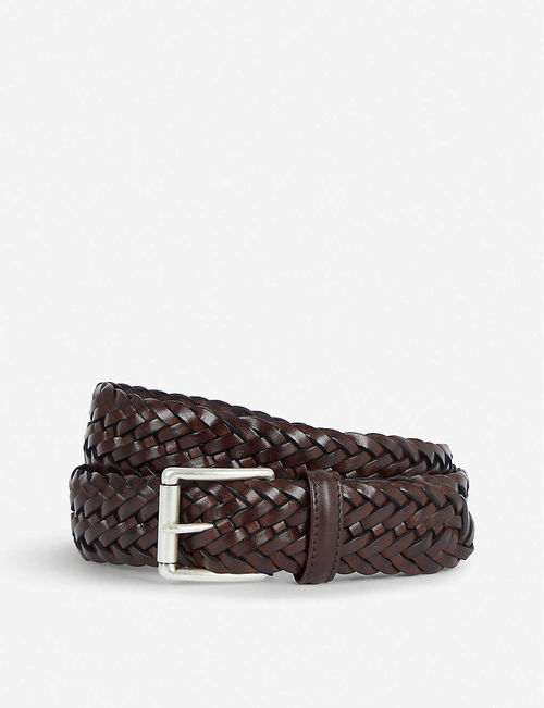 Woven leather belt