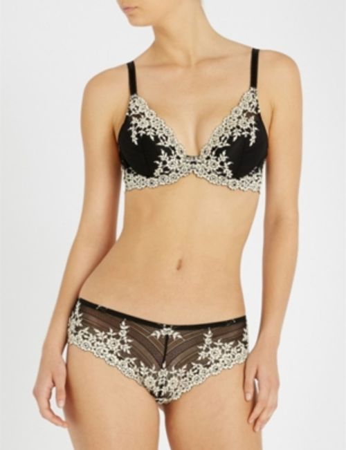 Stretch-lace underwired bra