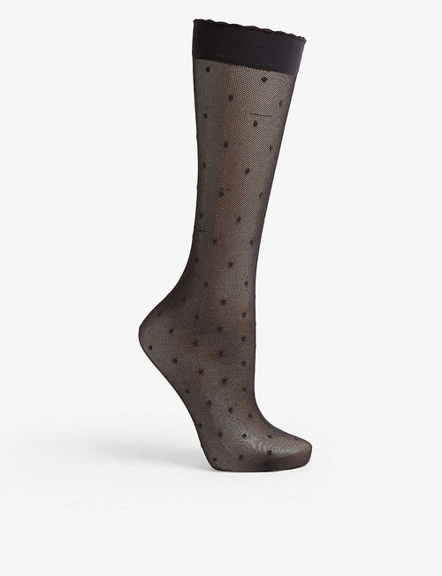 Polka dot knee-high knitted...