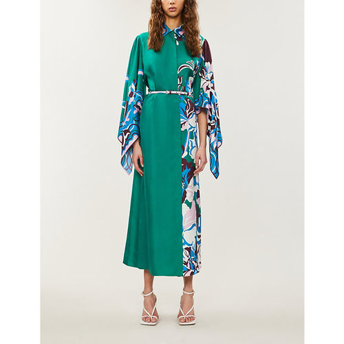 Floral-print silk-satin maxi...