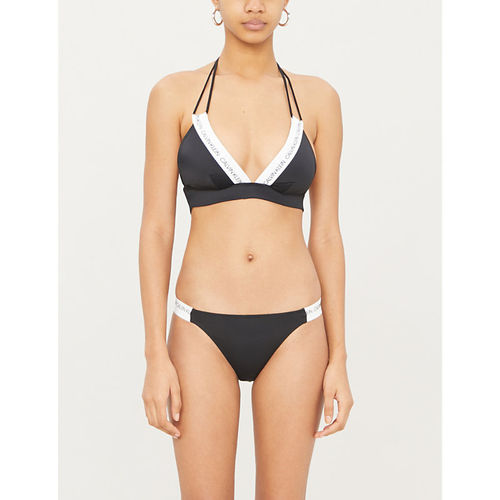 CK Logo triangle bikini top