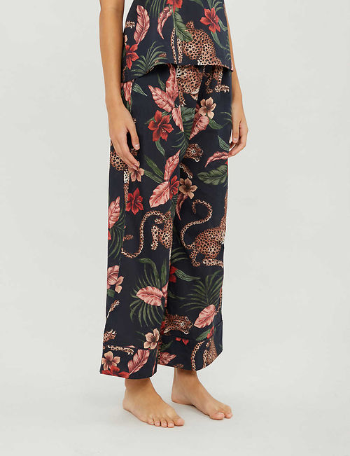 Soleia-print wide-leg cotton...