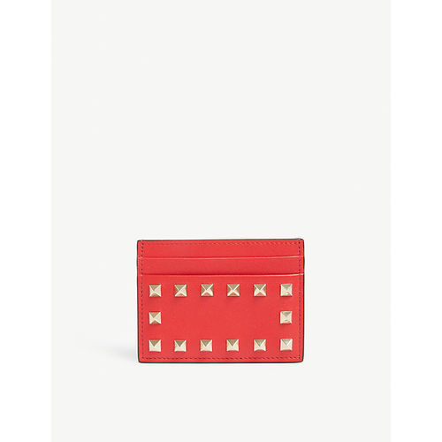 Rockstud leather cardholder