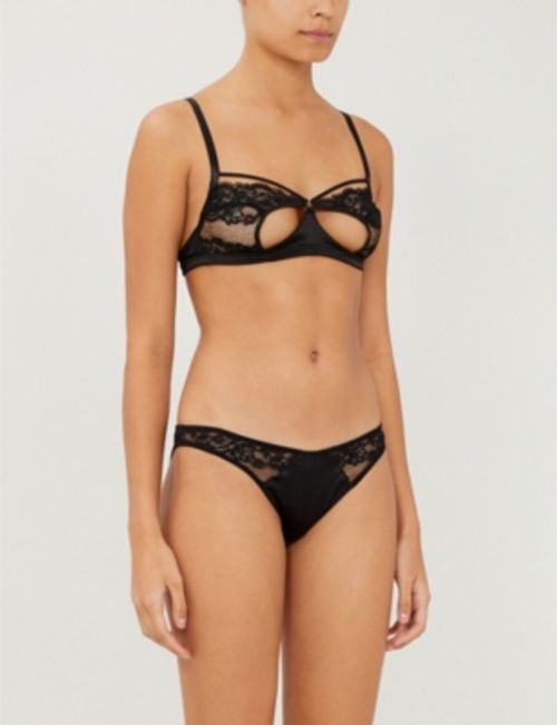 Seraphine silk-satin and lace soft-cup bra, £105.00