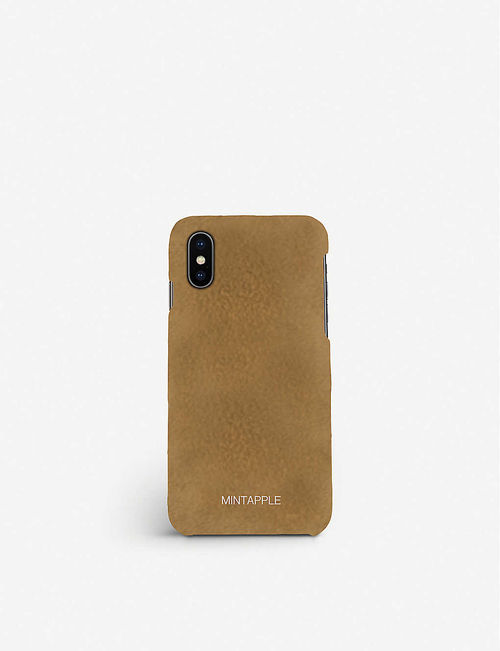 iPhone X suede leather case