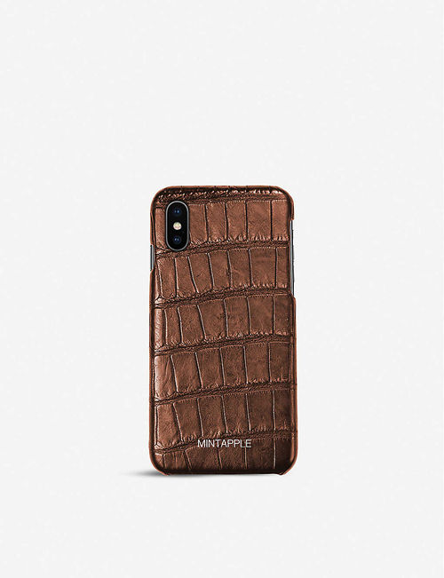 Alligator-embossed leather...