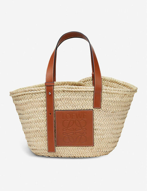 Open raffia basket bag