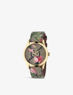 YA1264038 G Timeless stainless steel and leather quartz watch