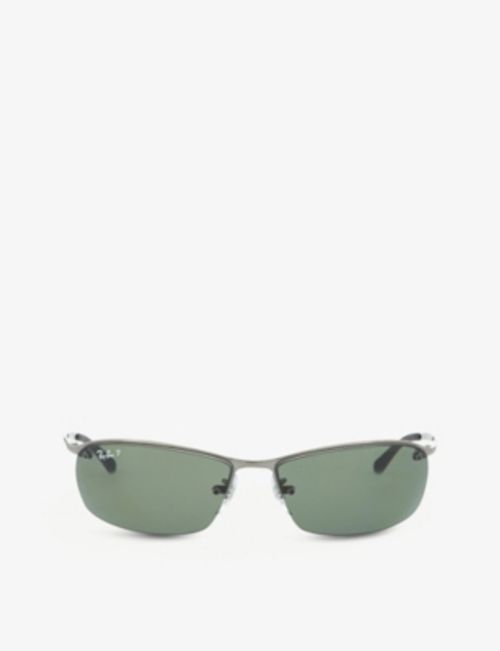 Ray-Ban Mens Grey Wrap-Around Rectangular Sunglasses Rb3183 00 | £ |  Bullring