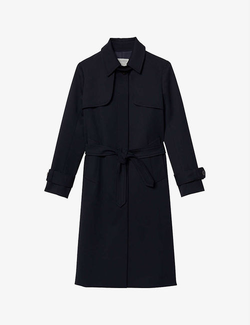 Pleated-panel twill trench...