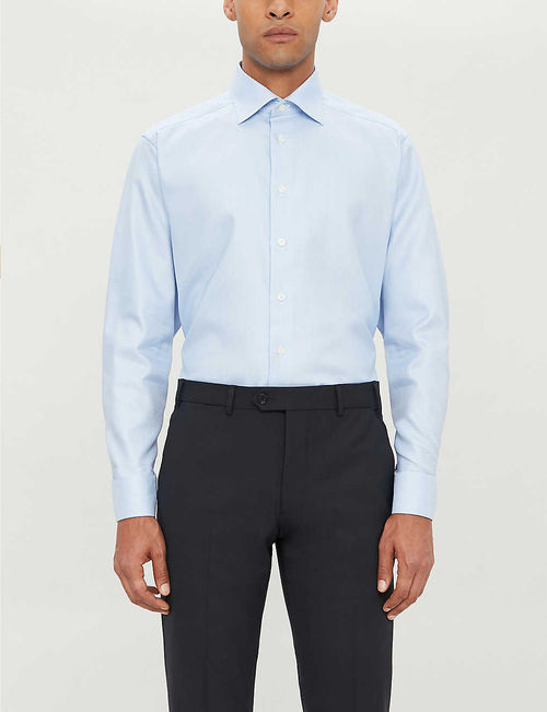 Dogtooth slim-fit cotton shirt