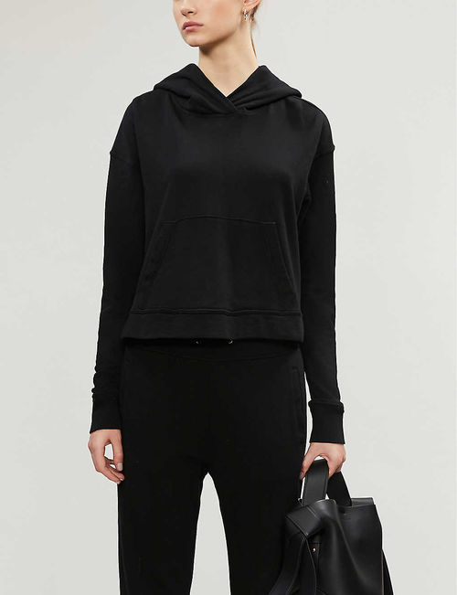 Cropped cotton-jersey hoody