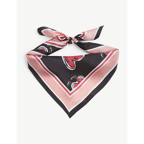 Heart print silk scarf