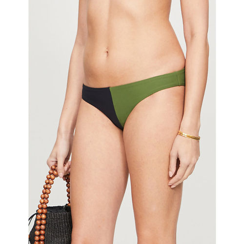 Colour ribbed mid-rise bikini...