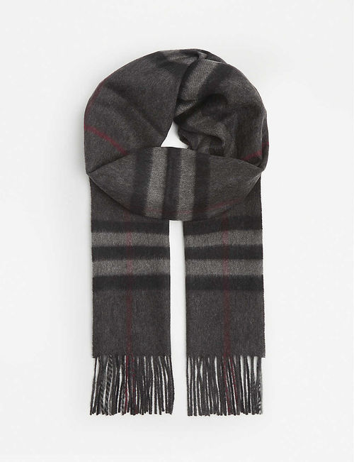 Giant check cashmere scarf