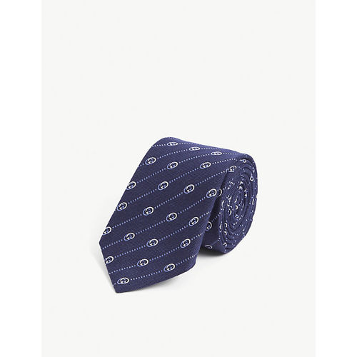 Logo-jacquard silk tie