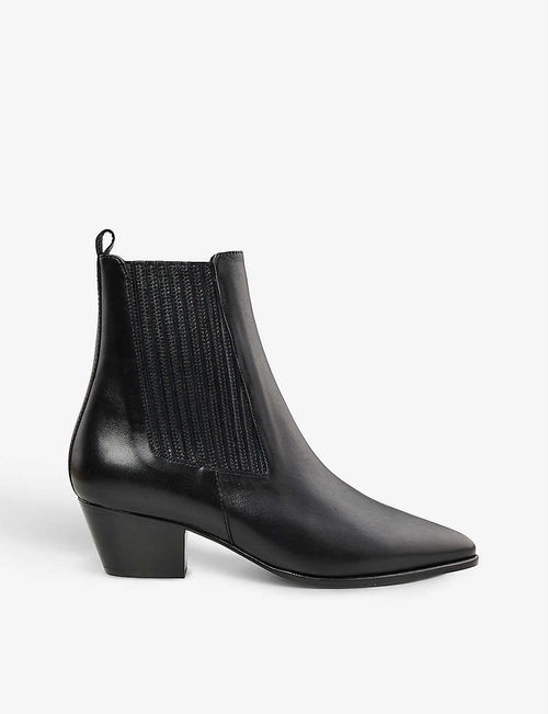 Almond-toe leather ankle boots