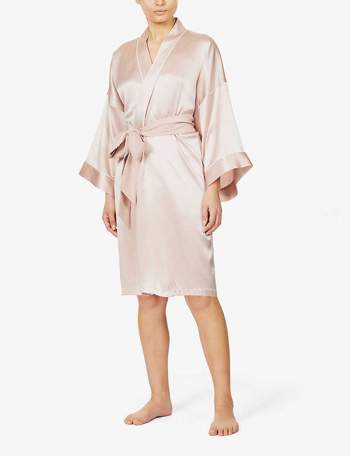 Mimi belted silk-satin kimono...