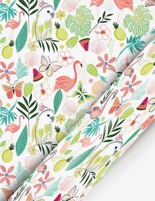 Flamingo-print wrapping paper...