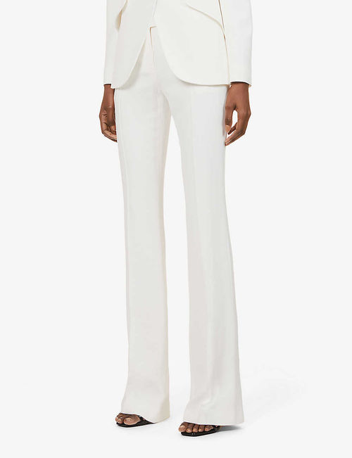 Flared mid-rise crepe trousers