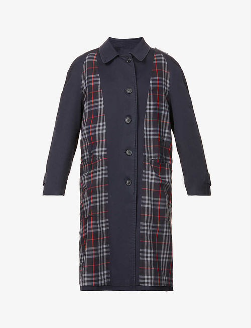 Checked padded woven trench...