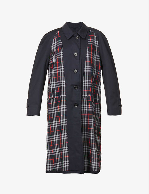 Checked padded woven trench...