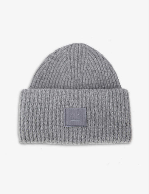 Face logo-patch wool beanie...