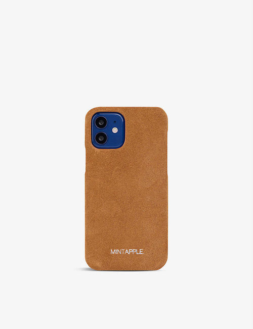 Branded suede iPhone 12 case