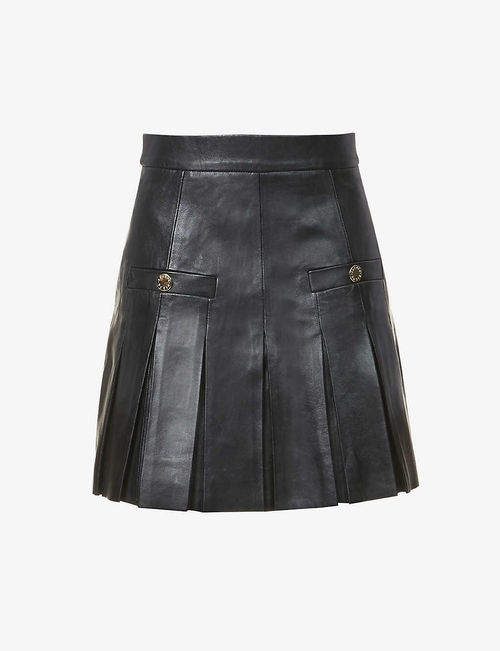 Jo pleated leather skirt