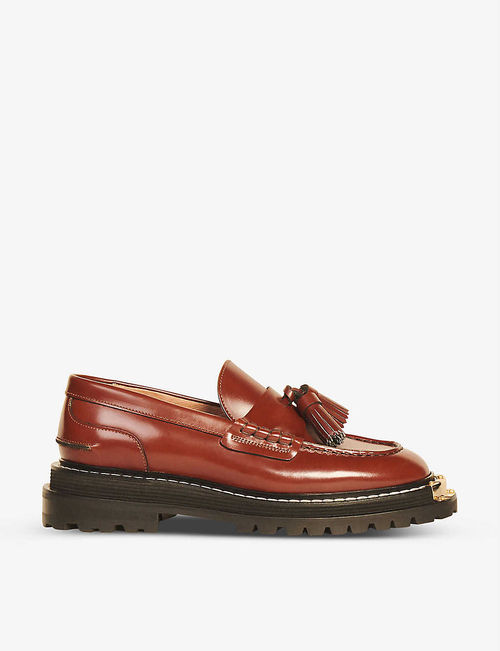 Iron platform leather loafers