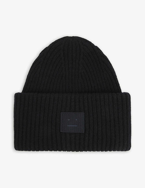 Face logo-patch wool beanie...