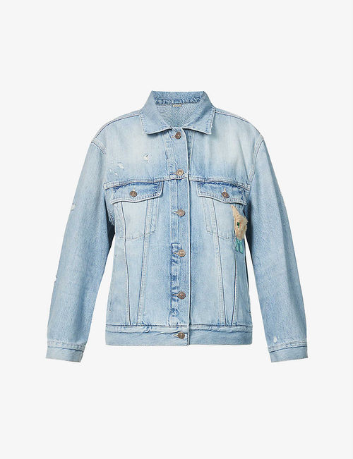 Cat-patch denim jacket