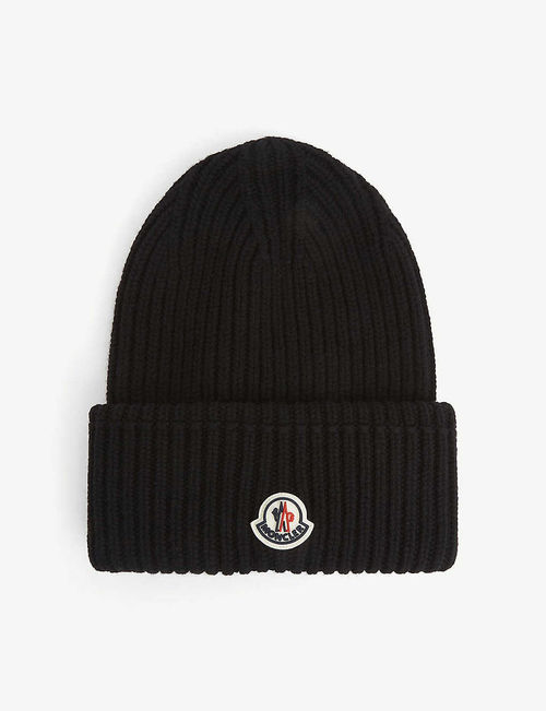 Logo-patch ribbed wool and...