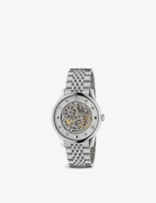 YA126357 G-Timeless Skeleton stainless-steel automatic watch | £2900.00 |  Bullring