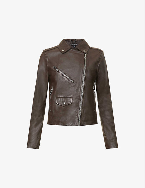 Agnes zip-through leather...