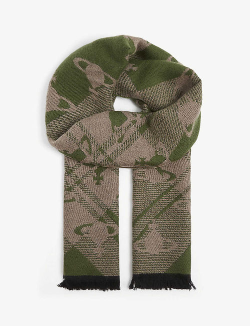 Harris patterned wool scarf