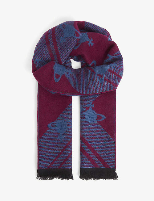 Harris patterned wool scarf