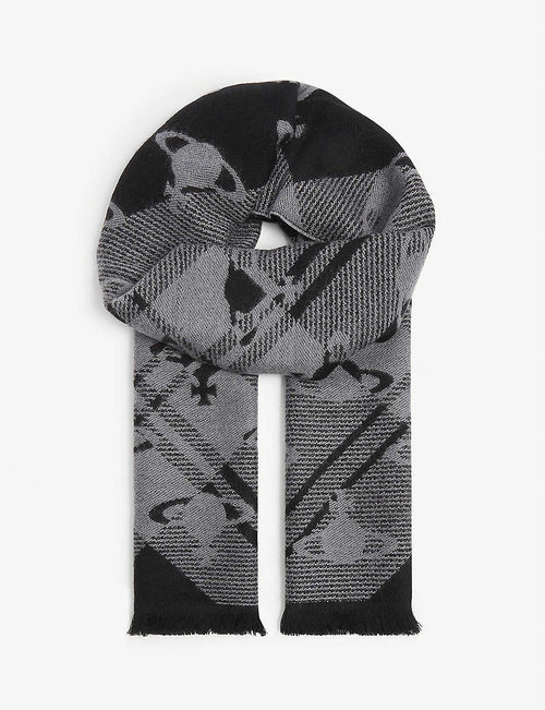 Harris patterned wool scarf