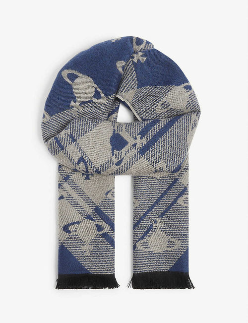 Harris patterned wool scarf