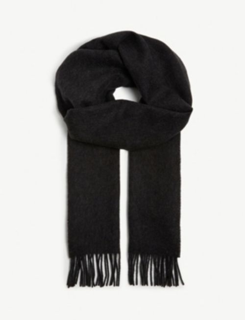 Fringed cashmere scarf