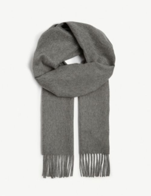 Fringed cashmere scarf