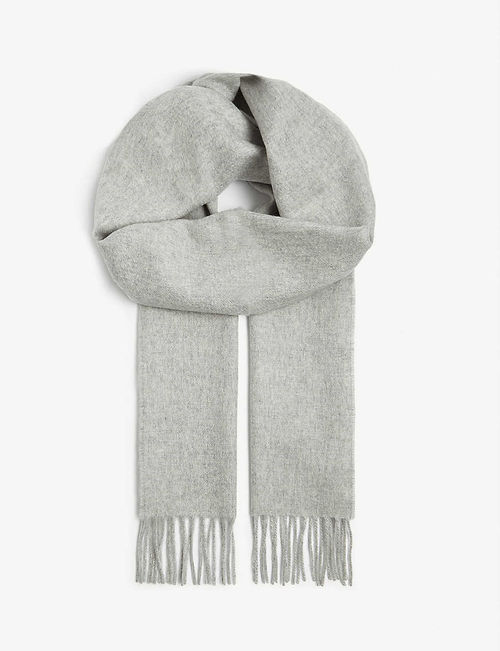 Fringed cashmere scarf