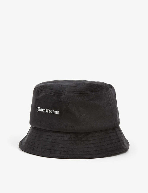 Logo-plaque velour bucket hat