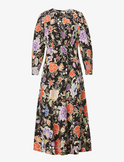 Greta floral-print crepe midi...