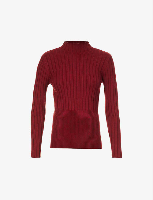 Ribbed roll-neck knitted top