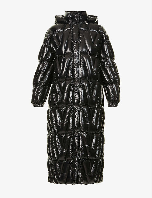 Logo-quilted padded shell coat