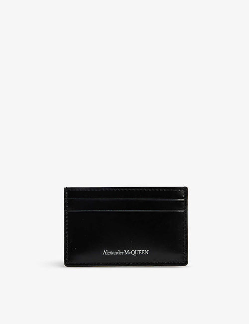 Logo-print leather cardholder