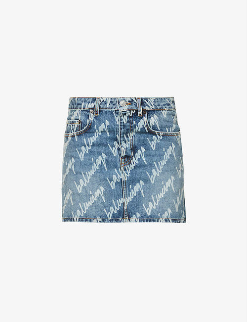 Brand-print low-rise denim...